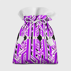 Подарочный мешок Бело-фиолетовые техно полосы на чёрном фоне