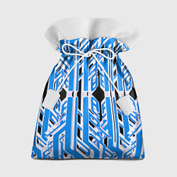 Подарочный мешок Бело-синие техно полосы на чёрном фоне