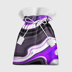 Подарочный мешок Волнистые горизонтальные чёрно-фиолетовые полосы н