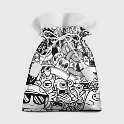 Подарочный мешок Black and white doddle monsters