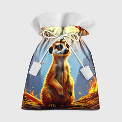 Мешок для подарков Сурикат в огне, цвет: 3D-принт
