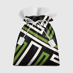 Мешок для подарков Прямоугольники по диагонали-зеленый, черный, цвет: 3D-принт