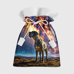 Мешок для подарков Немецкий дог и космическое небо, цвет: 3D-принт
