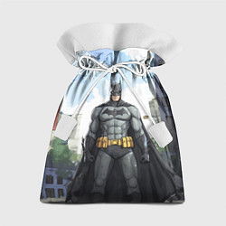 Мешок для подарков Бэтмен стоит на улице, цвет: 3D-принт