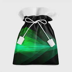 Мешок для подарков Неоновая зеленая абстракция на черном фоне, цвет: 3D-принт
