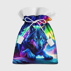 Подарочный мешок Большой волк одинокий охотник - неоновые цвета