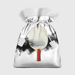 Подарочный мешок Белая ракетка для пинг понга в черном дыму