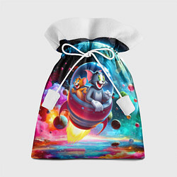 Мешок для подарков Том и Джерри летят в ракете - нейроарт, цвет: 3D-принт