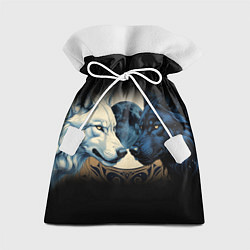 Мешок для подарков Инь янь волк и волчица с луной, цвет: 3D-принт