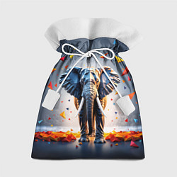 Мешок для подарков Геометрический слон и цветные полигоны, цвет: 3D-принт