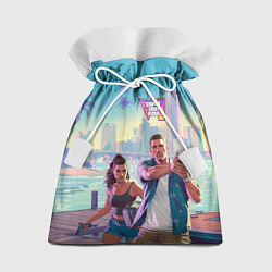 Мешок для подарков Лусия Каминос и Джейсон Дюваль из Gta 6, цвет: 3D-принт