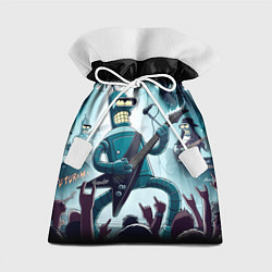 Мешок для подарков Гитарист Бендер из рок группы Футурамы, цвет: 3D-принт