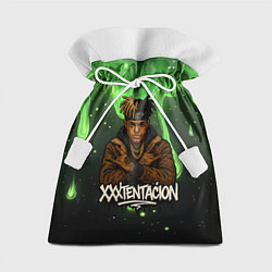 Мешок для подарков XXXTentacion на фоне зеленой краски, цвет: 3D-принт