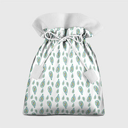 Мешок для подарков Белый с абстрактным зелёным рисунком, цвет: 3D-принт
