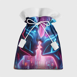 Мешок для подарков Cyber love - metropolis neon glow, цвет: 3D-принт