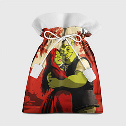 Мешок для подарков Шрек и Фиона обнимаются в осеннем лесу, цвет: 3D-принт