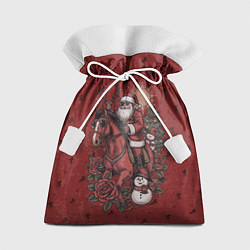 Подарочный мешок Санта Клаус на красном коне верхом