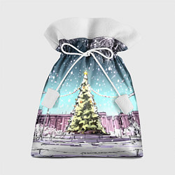 Мешок для подарков Москва - новогодний салют, цвет: 3D-принт