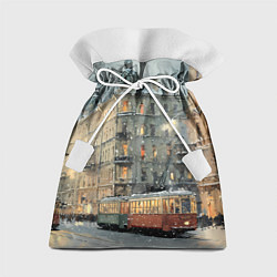Подарочный мешок Трамваи в зимнем Санкт-Петербурге