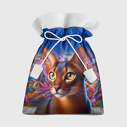 Подарочный мешок Абиссинка на фоне стены с граффити