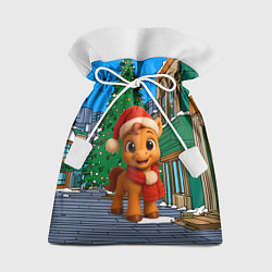 Мешок для подарков Новогодняя лошадка и елка, цвет: 3D-принт