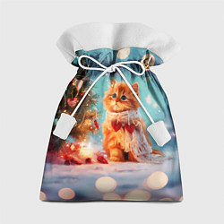 Мешок для подарков Рыжий маленький новогодний котенок, цвет: 3D-принт