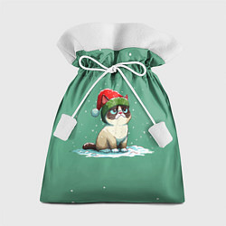 Мешок для подарков Новогодний мем котик, цвет: 3D-принт
