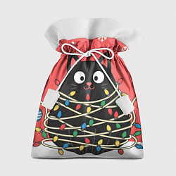 Подарочный мешок Котик в гирлянде