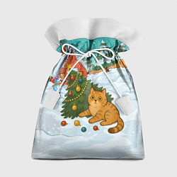 Подарочный мешок Толстый кот уронил елку