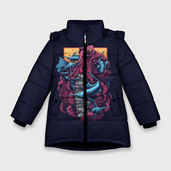 Куртка зимняя для девочки Octopus, цвет: 3D-черный