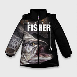 Куртка зимняя для девочки Лучший рыбак, цвет: 3D-черный
