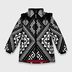 Куртка зимняя для девочки Индейские мотивы, цвет: 3D-красный
