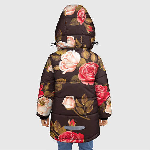 Зимняя куртка для девочки Мотив из роз / 3D-Черный – фото 4