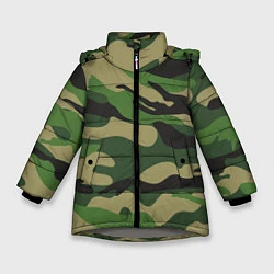 Куртка зимняя для девочки Камуфляж: хаки/зеленый, цвет: 3D-светло-серый