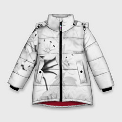 Куртка зимняя для девочки Белая сакура, цвет: 3D-красный