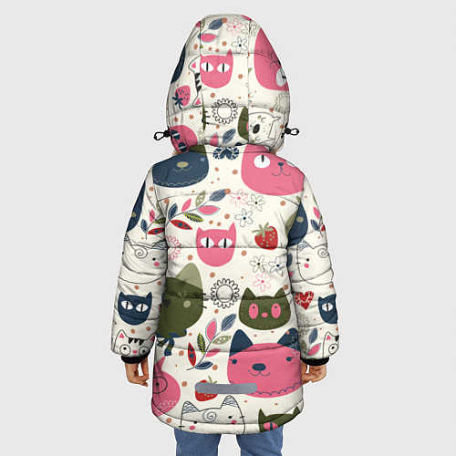 Зимняя куртка для девочки Радостные котики / 3D-Красный – фото 4