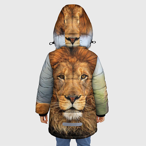 Зимняя куртка для девочки Красавец лев / 3D-Черный – фото 4