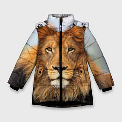 Куртка зимняя для девочки Красавец лев, цвет: 3D-черный
