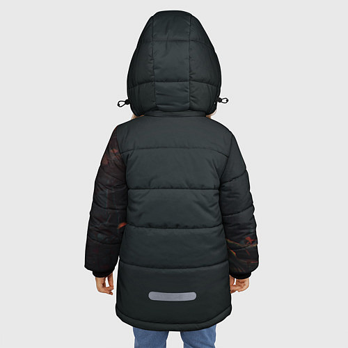 Зимняя куртка для девочки Лисица в лесу / 3D-Черный – фото 4
