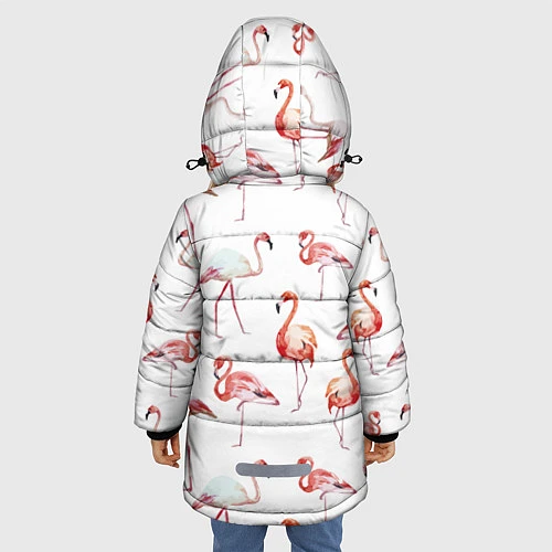 Зимняя куртка для девочки Действия фламинго / 3D-Черный – фото 4