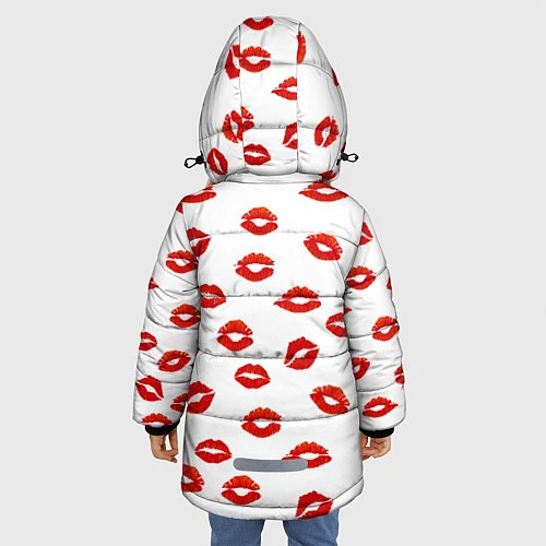 Зимняя куртка для девочки Поцелуйчики / 3D-Черный – фото 4