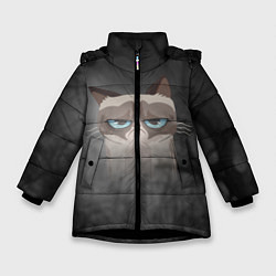 Куртка зимняя для девочки Grumpy Cat, цвет: 3D-черный