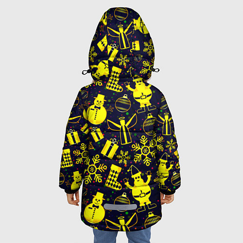 Зимняя куртка для девочки Новогодний / 3D-Черный – фото 4