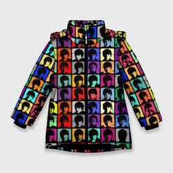 Куртка зимняя для девочки The Beatles: pop-art, цвет: 3D-черный