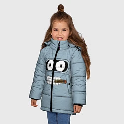 Куртка зимняя для девочки Лицо Бендера, цвет: 3D-черный — фото 2