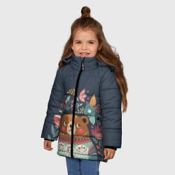 Куртка зимняя для девочки Осенний медведь, цвет: 3D-светло-серый — фото 2