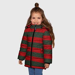 Куртка зимняя для девочки Красно-полосатый, цвет: 3D-красный — фото 2