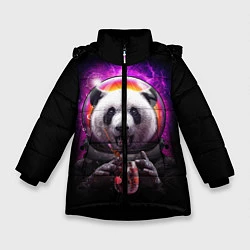 Куртка зимняя для девочки Panda Cosmonaut, цвет: 3D-черный