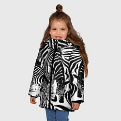 Куртка зимняя для девочки Полосатая зебра, цвет: 3D-черный — фото 2
