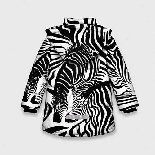 Зимняя куртка для девочки Полосатая зебра / 3D-Светло-серый – фото 2